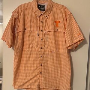 Drake Men's Orange Gingham Button-Down Shirt Tennessee Plaid Wingshooter's Shirt